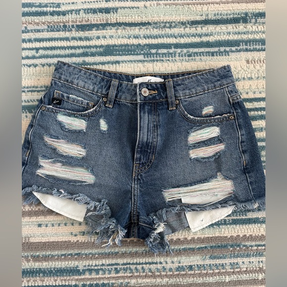 KanCan ODYSSEY RAINBOW THREADS HIGH RISE SHORTS - Picture 1 of 4